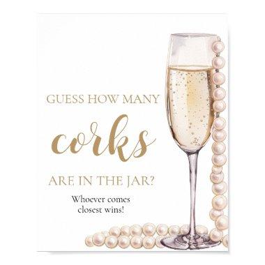 Gold Pearls and Prosecco Guess How Many Corks Game Poster