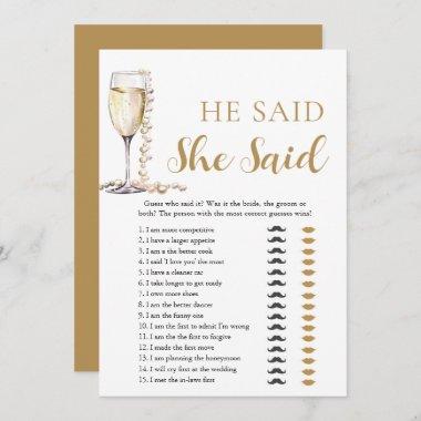 Gold Pearls and Prosecco He Said, She Said Game Invitations