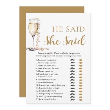 Gold Pearls and Prosecco He Said, She Said Game Invitations