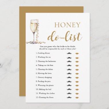Gold Pearls and Prosecco Honey Do List Bridal Game Invitations