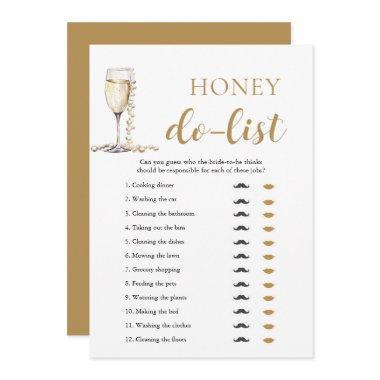 Gold Pearls and Prosecco Honey Do List Bridal Game Invitations