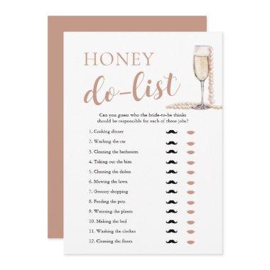 Gold Pearls and Prosecco Honey Do List Bridal Game