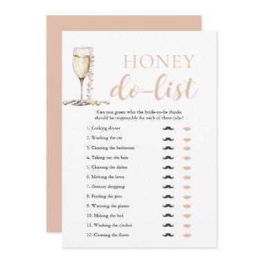 Gold Pearls and Prosecco Honey Do List Bridal Game