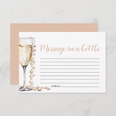 Gold Pearls and Prosecco Message In A Bottle Game Enclosure Invitations
