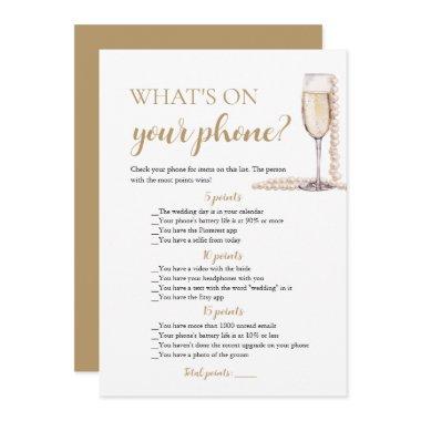 Gold Pearls and Prosecco What's On Your Phone Game