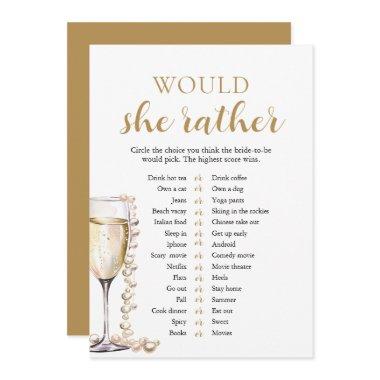 Gold Pearls and Prosecco Would She Rather Game