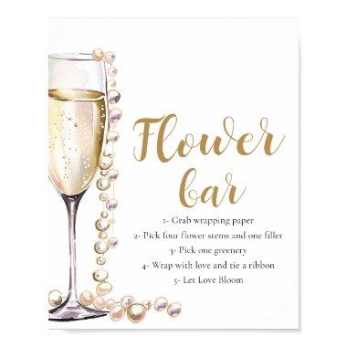 Gold Pearls & Prosecco Champagne Flower Bar Sign