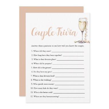 Gold Pearls & Prosecco Couple Trivia Bridal Game Invitations