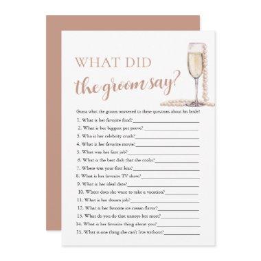 Gold Pearls & Prosecco What Did The Groom Say Game