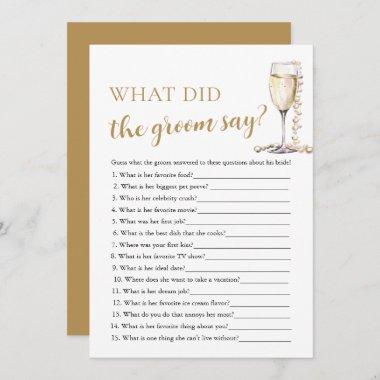 Gold Pearls & Prosecco What Did The Groom Say Game Invitations