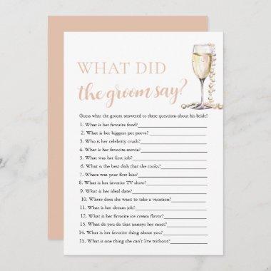 Gold Pearls & Prosecco What Did The Groom Say Game Invitations