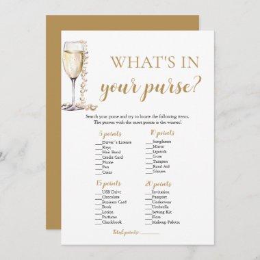 Gold Pearls & Prosecco What's In Your Purse Game Invitations