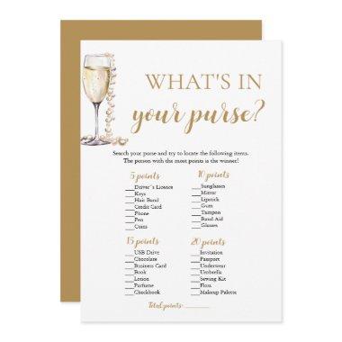 Gold Pearls & Prosecco What's In Your Purse Game Invitations