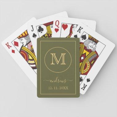 Gold Personalized Monogram and Name Playi Playing Invitations