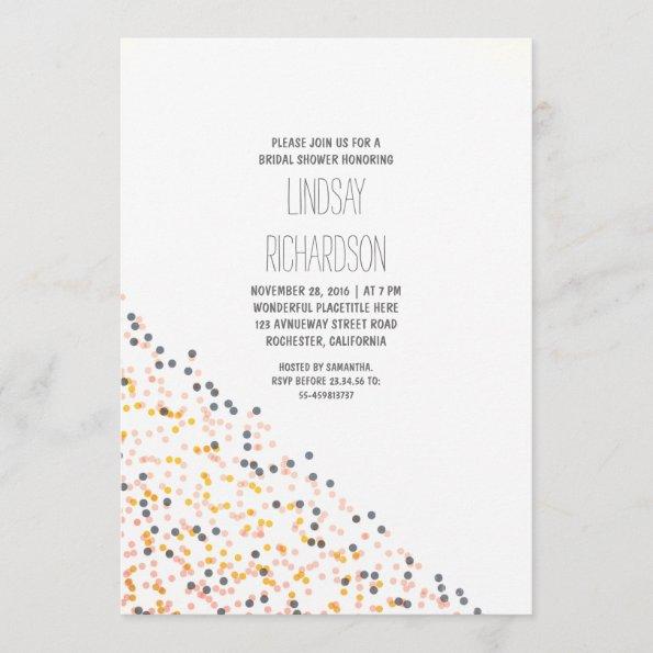 gold pink and navy confetti bridal shower Invitations
