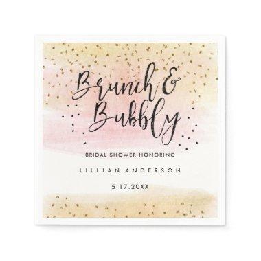 Gold Pink Brunch and Bubbly  Napkin