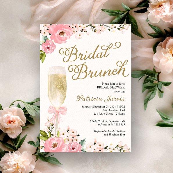 Gold Pink Floral Bridal Brunch