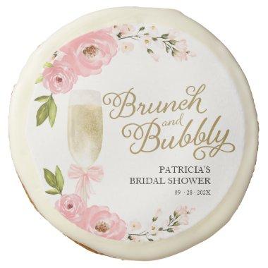 Gold Pink Floral Brunch And Bubbly  Sugar Cookie