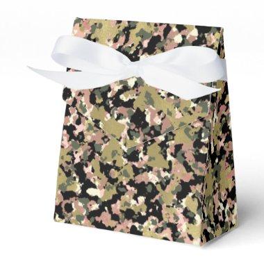 Gold Pink Green Black Camouflage Birthday Party Favor Boxes
