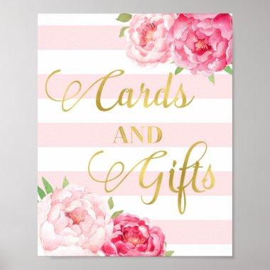 Gold Pink Watercolor Floral Invitations Gifts Sign