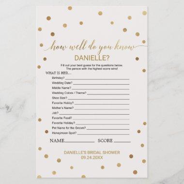 Gold Polka Dot How Well Do You Know The Bride Game