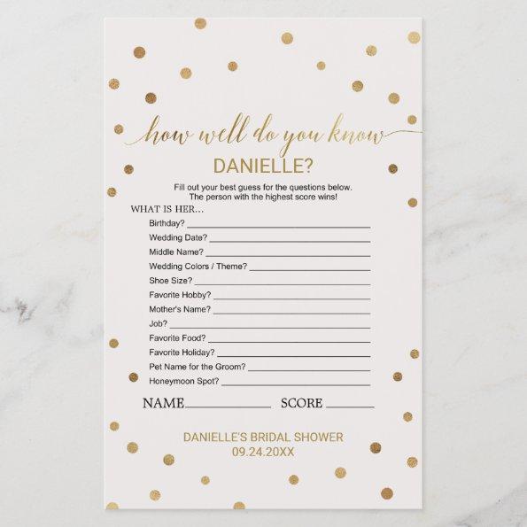 Gold Polka Dot How Well Do You Know The Bride Game