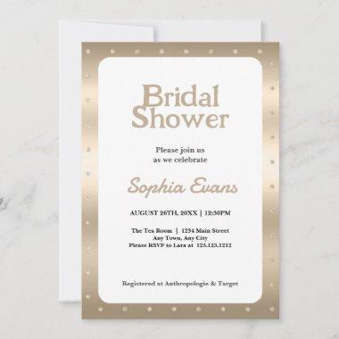 Gold Polka Dots Border Bridal Shower Invitations