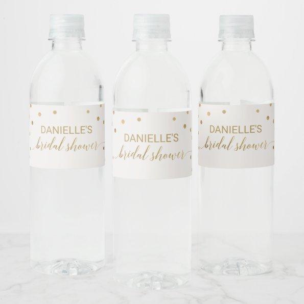 Gold Polka Dots Bridal Shower Water Bottle Label