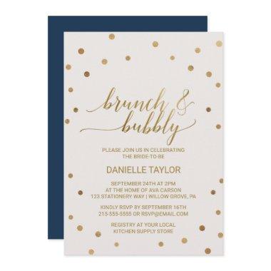 Gold Polka Dots Brunch and Bubbly Invitations