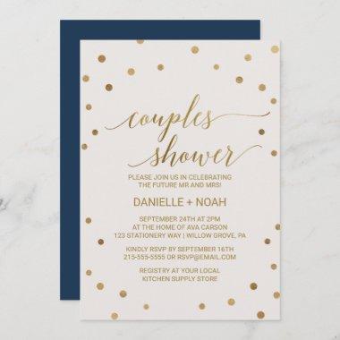 Gold Polka Dots Couples Shower Invitations