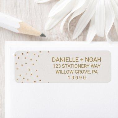 Gold Polka Dots Flowers Wedding Label