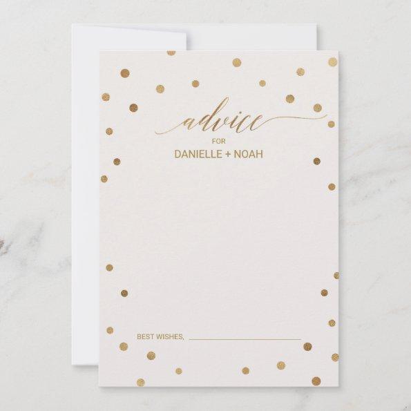 Gold Polka Dots Wedding Advice Card