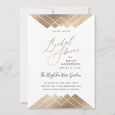 Gold Pyramid Geometric Gatsby Bridal Shower Invitations