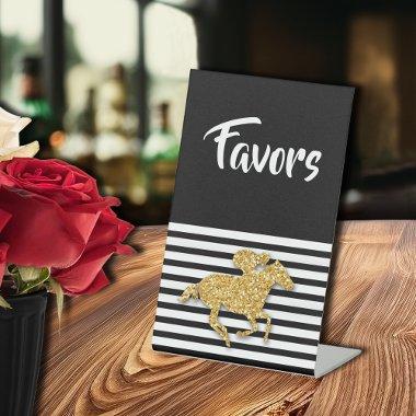 Gold Racehorse  Favors Pedestal Sign
