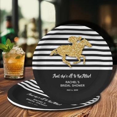Gold Racehorse Off to the Altar Bridal Shower Paper Plates
