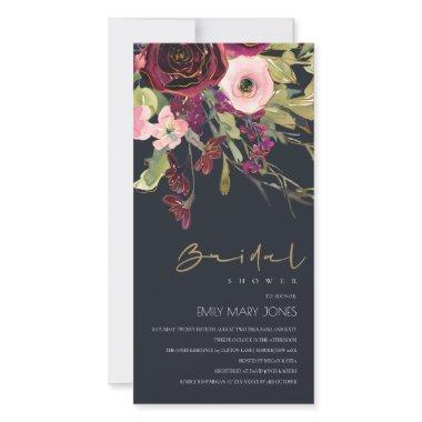 GOLD RED BLACK ROSE FLORAL BRIDAL SHOWER INVITE