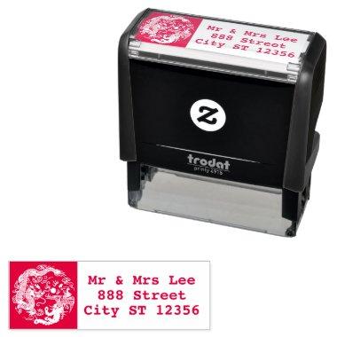Gold Red Dragon Phoenix Chinese Wedding Favor Self-inking Stamp