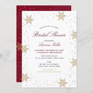 Gold & Red Winter Christmas Bridal Wedding Shower Invitations