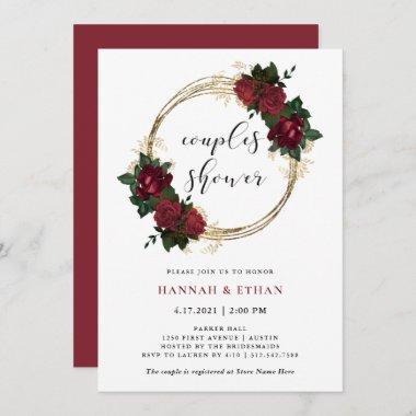 Gold Rings and Red Roses | Couples Shower Invitations