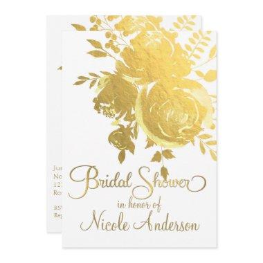 Gold Roses Faux Foil Elegant Floral