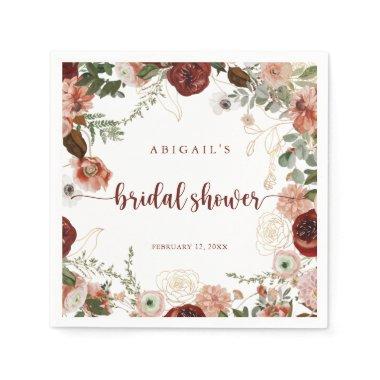 Gold Rustic Colorful Floral  Napkins