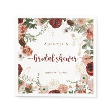 Gold Rustic Colorful Floral Bridal Shower Napkins