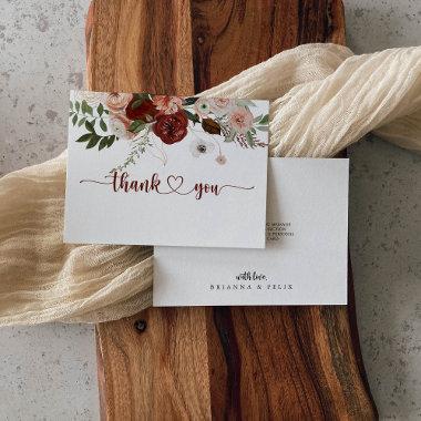 Gold Rustic Colorful Floral Flat Wedding Thank You