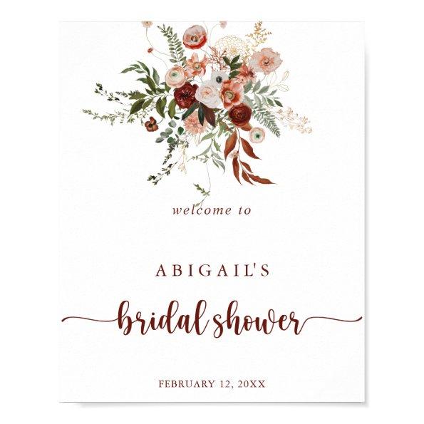 Gold Rustic Floral Bridal Shower Welcome  Poster