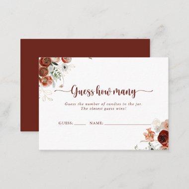 Gold Rustic Floral Guess How Many Game Invitations