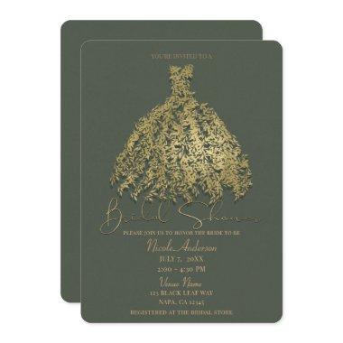 Gold & Rustic Green Botanical Dress