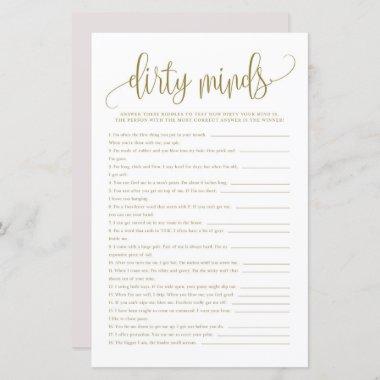 Gold Script Dirty Minds Riddle Bridal Shower Game