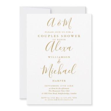 Gold Script Monogram Couples Bridal Wedding Shower