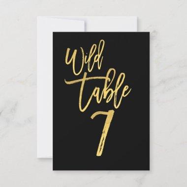 Gold Script Wild Birthday Party Table Number 7