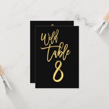 Gold Script Wild Birthday Party Table Number 8